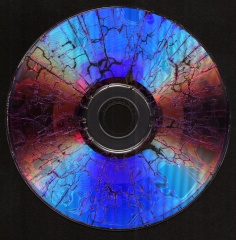 My first wacked DVD:  Toasted in the microwave after failing to write out a DVD movie iso.