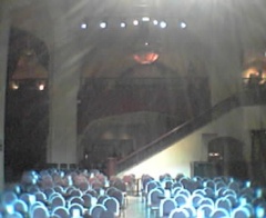 View from stage with lights streaming down